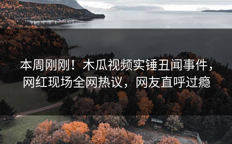 本周刚刚！木瓜视频实锤丑闻事件，网红现场全网热议，网友直呼过瘾