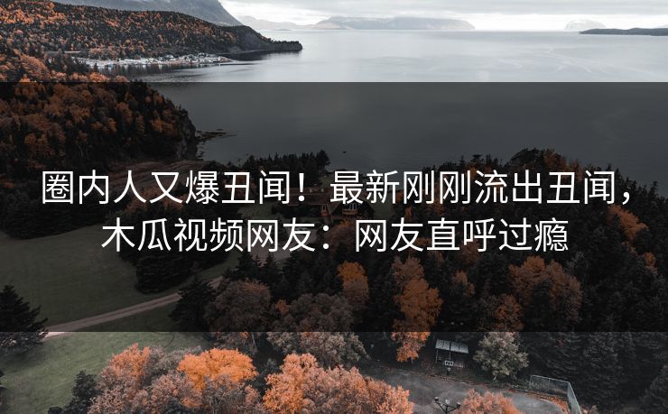 圈内人又爆丑闻！最新刚刚流出丑闻，木瓜视频网友：网友直呼过瘾