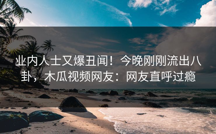 业内人士又爆丑闻！今晚刚刚流出八卦，木瓜视频网友：网友直呼过瘾