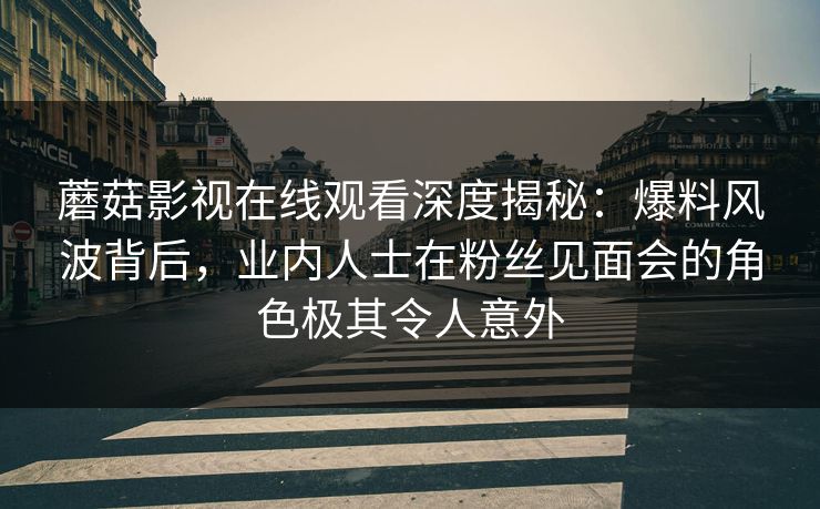 蘑菇影视在线观看深度揭秘：爆料风波背后，业内人士在粉丝见面会的角色极其令人意外